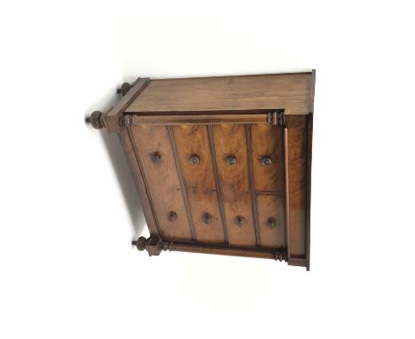 Victorian figured mahogany Scotch chest, single frieze drawer above two short and three long drawers flanked by two columns o