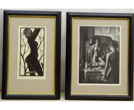 After Eric Gill 'Eve' monochrome lithograph published erotic print society no 169/2500 25cm x 13cm and after Gerald Lesley Br