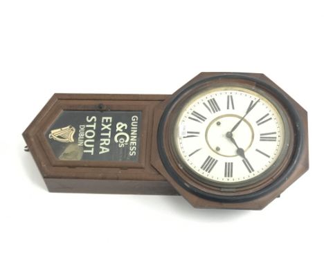 Ansonia wall clock with Roman dial and painted Guinness & Co's advertising glazed door, H81cm Condition Report Click here for