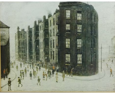 After Laurence Stephen Lowry RBA RA (British 1887-1976): 'Dwelling Ordale Lane Salford 1927', coloured lithograph 43cm x 54cm
