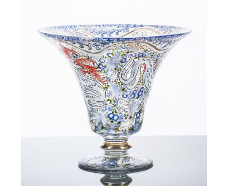 MOSER BOHEMIA ART DECO CRYSTAL VASE BY JOSE CIRE ROYO (SPANISH 1880-1920)
the flared vase decorated with stylised prancing de