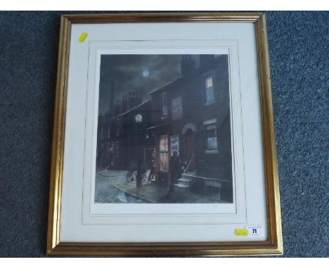 After Tom Brown - A print issued in a limited edition of 500 (No 452) depicting a period street scene, signed in pencil to th