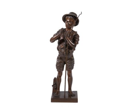 Adolphe-Jean Lavergne, , a patinated bronze model of a fisher boy   Adolphe-Jean Lavergne, (French, fl late 19th century), a 