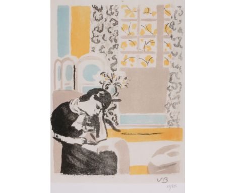 δ Vanessa Bell (British 1879-1961) - Woman reading Lithograph printed in colours, 1945 Numbered 38/350 in pencil Image 36 x 2