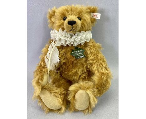 STEIFF HARRODS TEDDY BEAR - limited edition (908/2000), wearing a ruff collar and with quill pen, with musical winding mechan