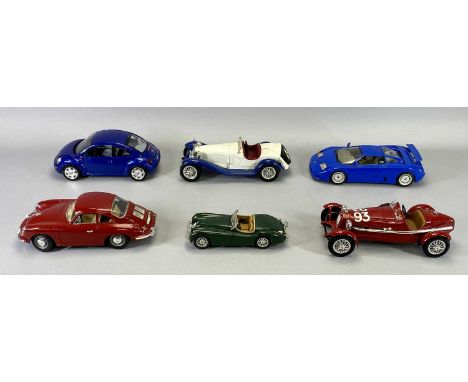 DIECAST SCALE MODEL SPORTS CARS (6) - by Burago, various scales, all boxed