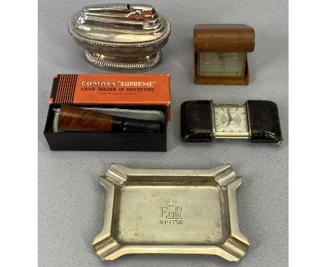 SILVER WHITE METAL &amp; OTHER GENT'S COLLECTABLES - lot includes a Birmingham 1952 silver ashtray with 'E R 1953' stamped to