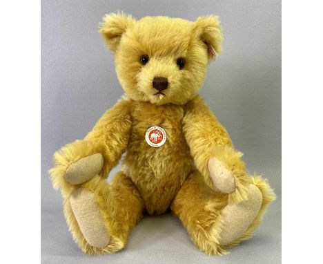 STEIFF GOLD BLONDE TEDDY BEAR - (941/3000), with 'press and listen' music box, 38cms tall, boxed with certificate