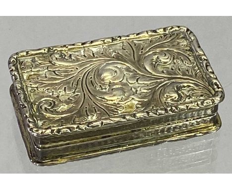 WILLIAM IV SILVER VINAIGRETTE - Birmingham 1836, Maker Taylor &amp; Perry, rectangular with raised leaf decoration to the lid