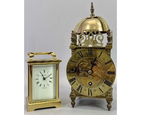 BRASS CASED CARRIAGE CLOCK - 20th century, white enamel dial with black Roman numerals marked 'David M Robinson, made in Engl