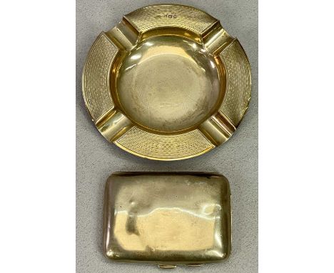 HALLMARKED SILVER SMOKING COLLECTABLES - 2 items to include an 11cms diameter ashtray with engine turned decoration, London 1