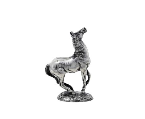 A Silver Model of a Horse,  With English Import Marks for John Pinches, London, 1975, Modelled by Lorne McKean realistically 