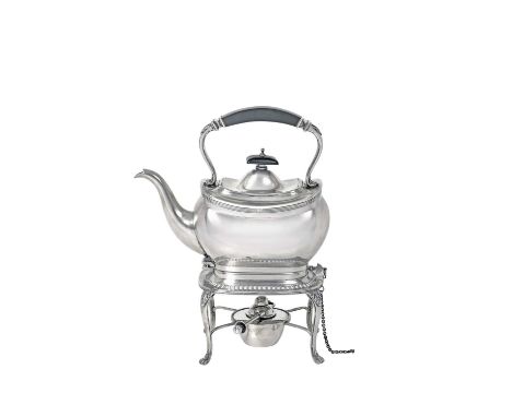 A George V Silver Kettle, Stand and Lamp,  by Barker Brothers Silver Ltd., Birmingham, 1930 the kettle oblong and with reeded