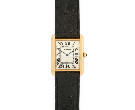 Cartier: A Steel and Gold Rectangular Wristwatch, signed Cartier, model: Tank Solo, ref: 2742, circa 2010, quartz battery mov