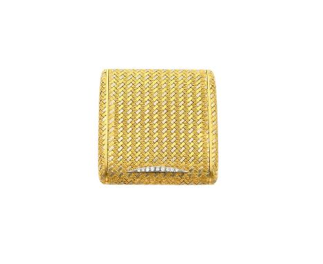 An Italian Diamond-Set and Two-Colour Gold Compact,  Maker's Mark 678AL, Further Stamped 'Massoni' and '750', 20th Century ob