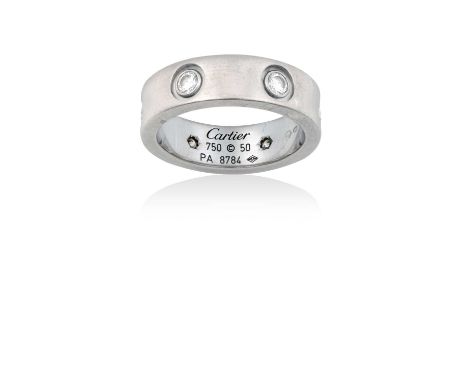 A Diamond Set 'Love' Ring, by Cartierthe white band inset with six round brilliant cut diamonds, total estimated diamond weig