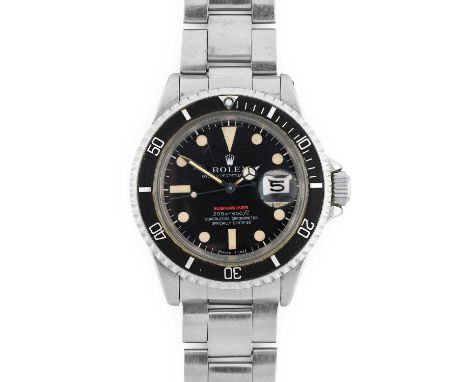 Rolex: A Rare Single Red Line Submariner 'Meters First' Depth Rating Dial Automatic Calendar Centre Seconds Wristwatch, signe