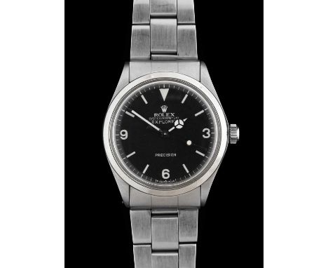 Rolex: A Stainless Steel Automatic Centre Seconds Wristwatch, signed Rolex, Oyster Perpetual, Precision, model: Explorer, ref