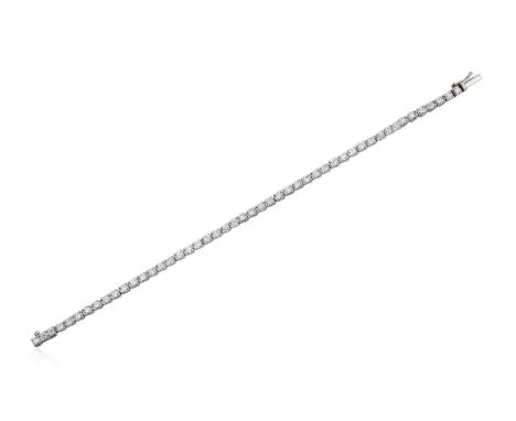 A Diamond Line Braceletthe forty-eight round brilliant cut diamonds in white claw settings, total estimated diamond weight 3.