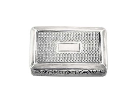 A George IV Silver Vinaigrette,  Probably by Joseph Taylor, Birmingham, 1825 oblong, the hinged cover engine-turned and with 