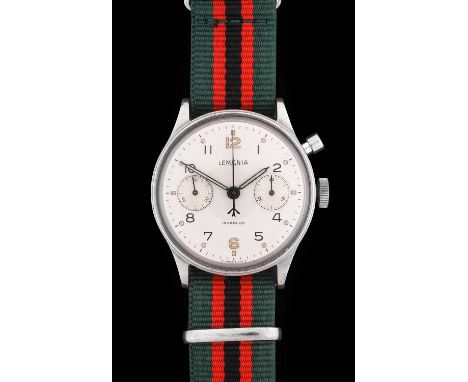 Lemania: A Military Single Push Chronograph Wristwatch, signed Lemania, 1960's, column wheel chronograph lever movement signe