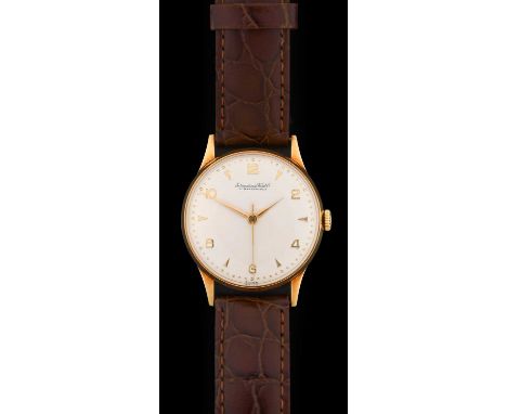 IWC: An 18 Carat Gold Centre Seconds Wristwatch, signed International Watch Co, Schaffhausen, circa 1950, (calibre 89) manual