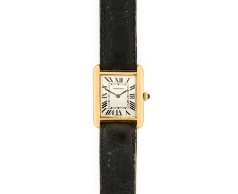 Cartier: A Lady's Steel and Gold Rectangular Wristwatch, signed Cartier, model: Tank Solo, ref: 2743, circa 2010, quartz batt