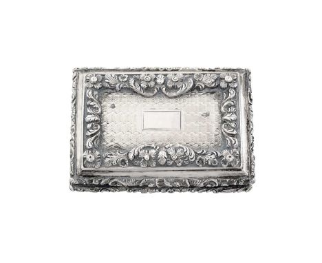 A Victorian Silver Vinaigrette,  by Nathaniel Mills, Birmingham, 1839 oblong, the hinged cover with robust foliage scroll bor