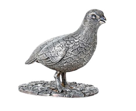 An Elizabeth II Silver Model of a Grouse,  by Theo Fennell, Sheffield, 1994, Designed by Stuart Greig realistically modelled,