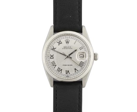 Rolex: A Stainless Steel Calendar Centre Seconds Wristwatch, signed Rolex, Precision, model: Oyster Date, ref: 6694, 1975, (c
