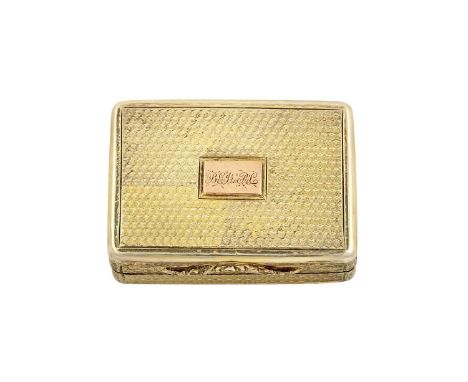 A William IV Silver-Gilt Vinaigrette,  by Nathaniel Mills, Birmingham, Probably 1835 oblong, the cover, sides and base engine