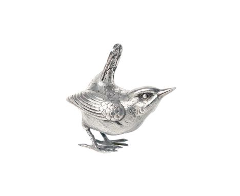 An Elizabeth II Silver Model of a Wren,  by Asprey and Co. Ltd., London, 1970 realistically modelled 70mm long, 3oz 8dwt,105g