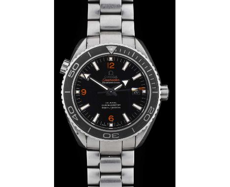 Omega: A Stainless Steel Automatic Calendar Centre Seconds Wristwatch, signed Omega, Co-Axial Chronometer 600m/2000ft, model: