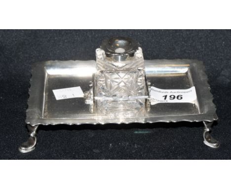 A silver inkstand, cut glass inkwell, William Hutton and Sons, London 1899