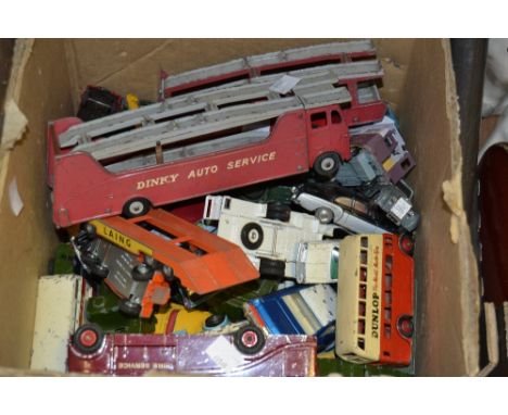 Die Cast Toys - a Dinky Horse box, original livery; car transporters, Army vehicles; etc (1 box)