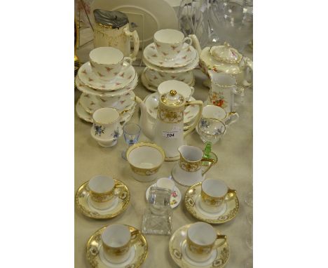 Teaware - a Shelley miniature cup and saucer; Noritake; Wedgwood part tea service; teapots; etc