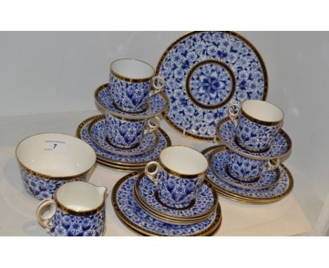 A Royal Crown Derby part tea service, printed overall in blue, c.1890