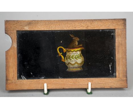 A late 19th century magic lantern slide of jugged hare
17.5 cm wide. CONDITION REPORTS: Back plate with section lacking, some