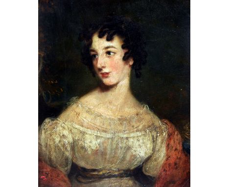ENGLISH SCHOOL (early 19th century)
Portrait of a Young Lady With Ringlets in Her Hair
Oil on board
Old label to verso for Br