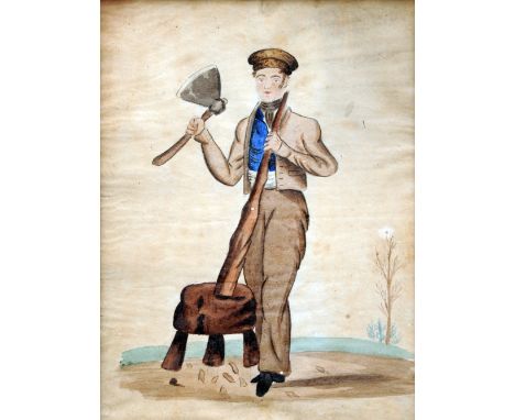 ENGLISH SCHOOL (early 19th century)
Portrait of Woodman
Watercolour
15 x 20 cm, framed and glazed CONDITION REPORTS: Generall