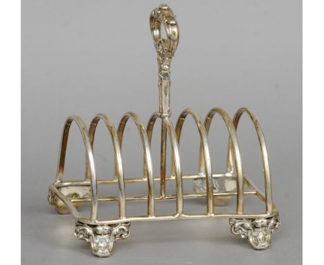 A Victorian silver toastrack, hallmarked Birmingham 1845, maker's mark of Robinson, Edkins & Aston
Of typical form with cast 