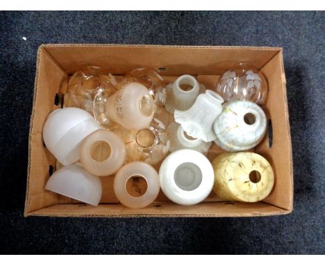 A box of assorted glass light shades 