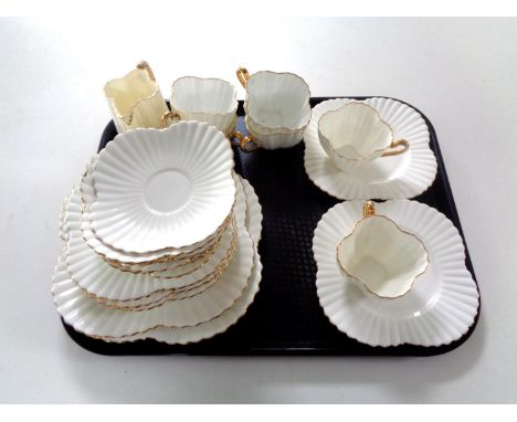 A tray containing a 27 piece Foley bone china tea service. 