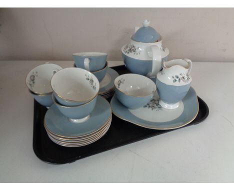 A tray of twenty one piece Royal Doulton Rose Elegance bone china tea service 