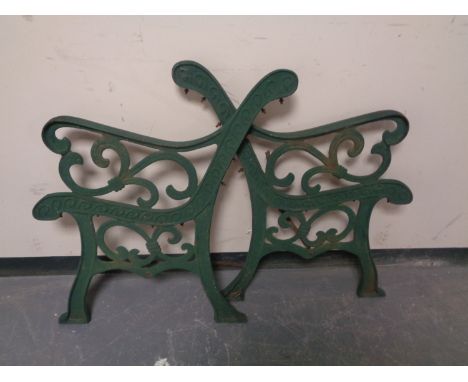 A pair of cast iron bench ends 