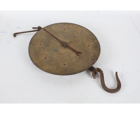 Large Salter spring balance scale, with brass face, 36cm diameter