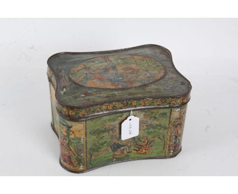 Victorian tin, relating to Politics and Cricket, with scenes titled "Politicians on the Switchback,&nbsp; A Political Cricket