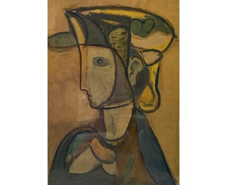 Werner Gilles (1891-1961), a framed and glazed lithograph, cubist style portrait, signed and titled in pencil. H.52 W.42cm