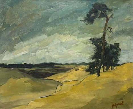 An oil on canvas, impressionist style landscape, indistinctly signed, framed. H.66 W.76cm