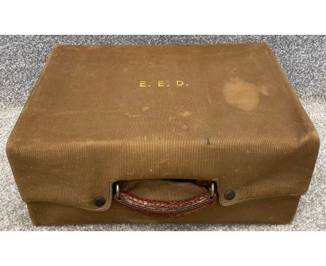 An early 20th century Hill &amp; Millard crocodile skin travelling vanity case with a fitted interior, containing faux tortoi